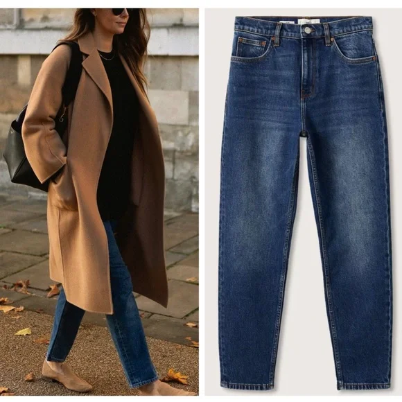 MANGO high rise mom fit blue ankle jeans blogger favorite zara competitor - Picture 4 of 8